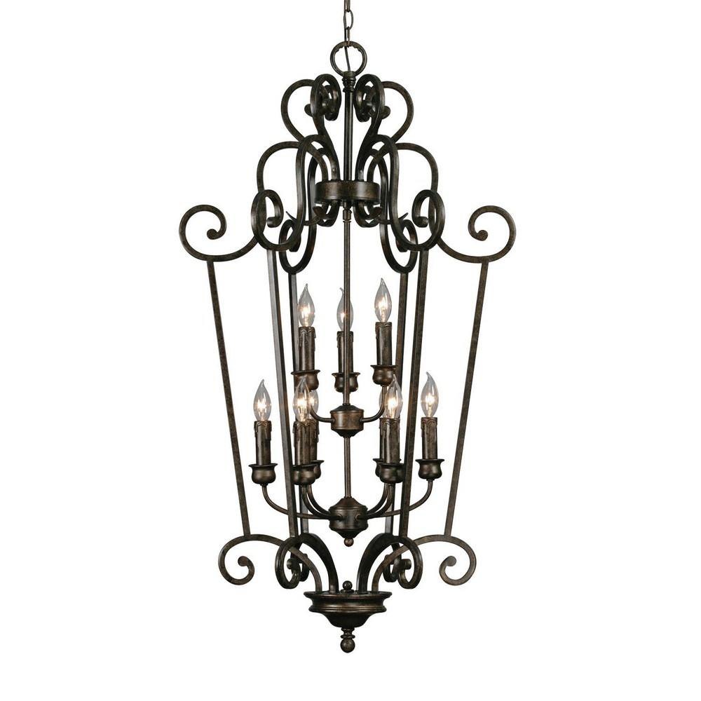 Heartwood 9 Light Medium Foyer Chandelier by Golden - 8063-CG9 BUS
